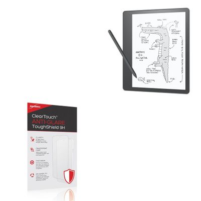 BoxWave Screen Protector Compatible with Amazon Kindle Scribe - ClearTouch Anti-Glare ToughShield 9H (2-Pack), Anti-Glare 9H Tough Flexible Film Screen Protector