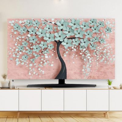 HSTANGKY Indoor TV Cover TV Dust Cover Simple Elastic Non-Slip TV Screen Protector Modern Soft Curved Screen Cover LCD/LED TV Display Cover Living Room Bedroom Decoration- flower3||49-52"118X70cm