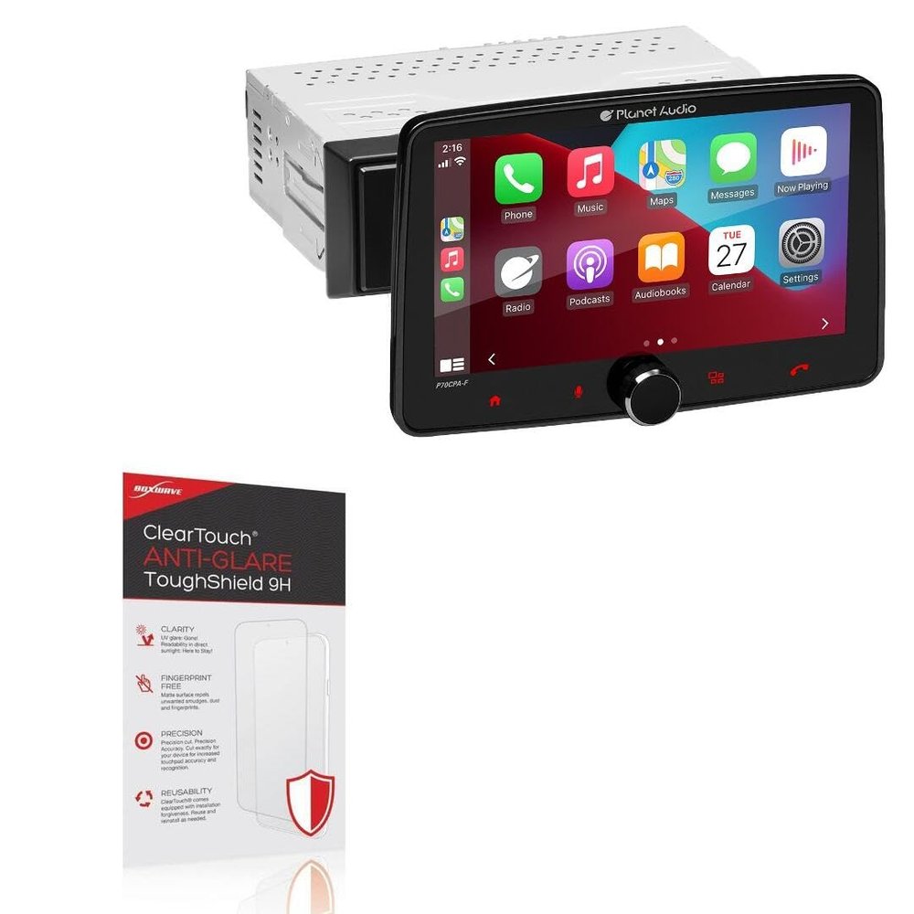 BoxWave Screen Protector Compatible with Planet Audio P70CPA-F - ClearTouch Anti-Glare ToughShield 9H (2-Pack), Anti-Glare 9H Tough Flexible Film Screen Protector
