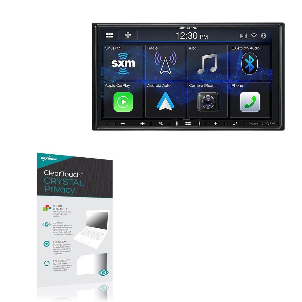 BoxWave Screen Protector Compatible with Alpine iLX-407 - ClearTouch Crystal Privacy (2-Pack), Privacy Screen Protector Flexible Film Clear