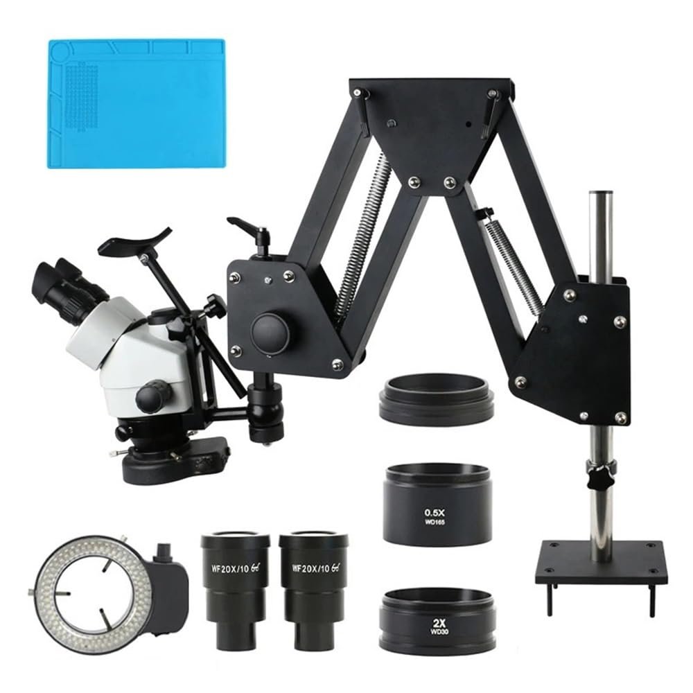 Microscope Observation Simul-Focus 3.5X-90X 180X Parfocal Stereo Trinocular Microscope with Bracket Stretch Spring Stand 0.5X 1X 2X Barlow Lens