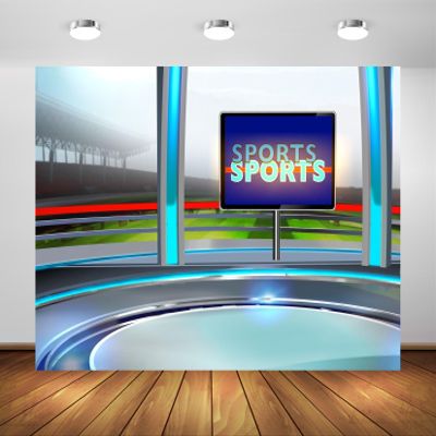 BELECO 20X10ft Fabric Sports News Backdrop News Broadcast Hall Live Video Sports Stadium Background Newsroom Backdrop for Themed Party Decoration News Anchor Sports Reporter Shoot Photo Studio Props