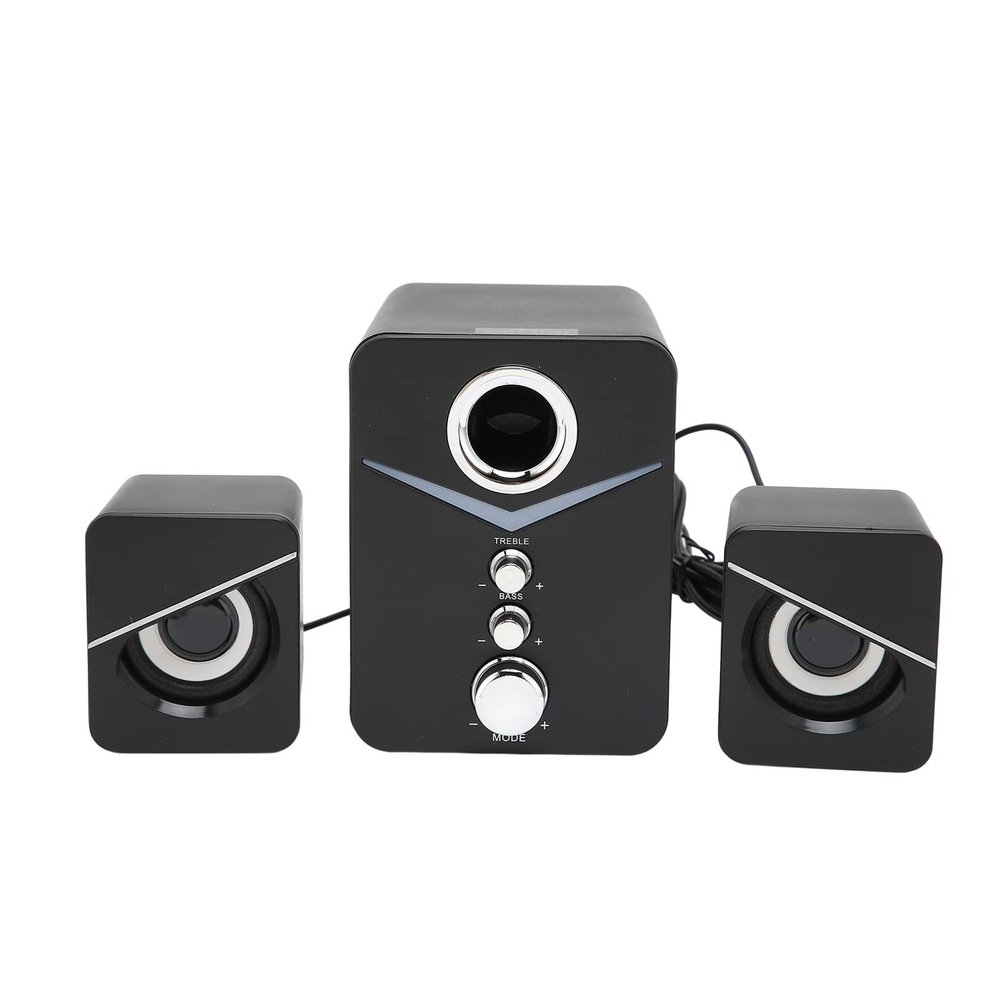 Acouto D?22 Computer Speaker with P Bass & Ice e Ent Light, 2. Channel Desktop Speaker for Parties & Work (Black)