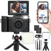 5K Digital Camera with WiFi 64MP Autofocus Full HD Vlogging Camera for YouTube Point and Shoot Camera with Flip Screen Photography Cameras for Beginners with Selfie Light, Mini Tripod, Batteries view 1