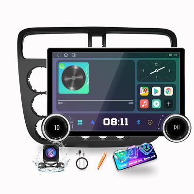 for Honda Civic 2001-2005 LHD MT Display Knobs CarPlay/Android Auto Autoradio Android AM/FM Radio Car Navigation Stereo Player GPS 11.8" QLED Touch Screen BT 2 Din Headunit Tablet Octa Core 8G+256G