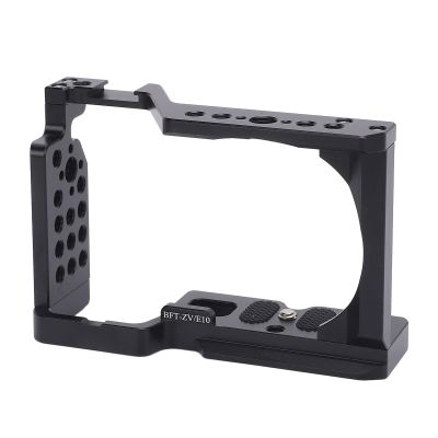 ZV E10 Camera Cage, Aluminum Video Cage Rig with Cold Shoe Mount 1/4 3/8 Inch Screw Hole, Camera Full Cage for ZV E10 Camera Case Rig