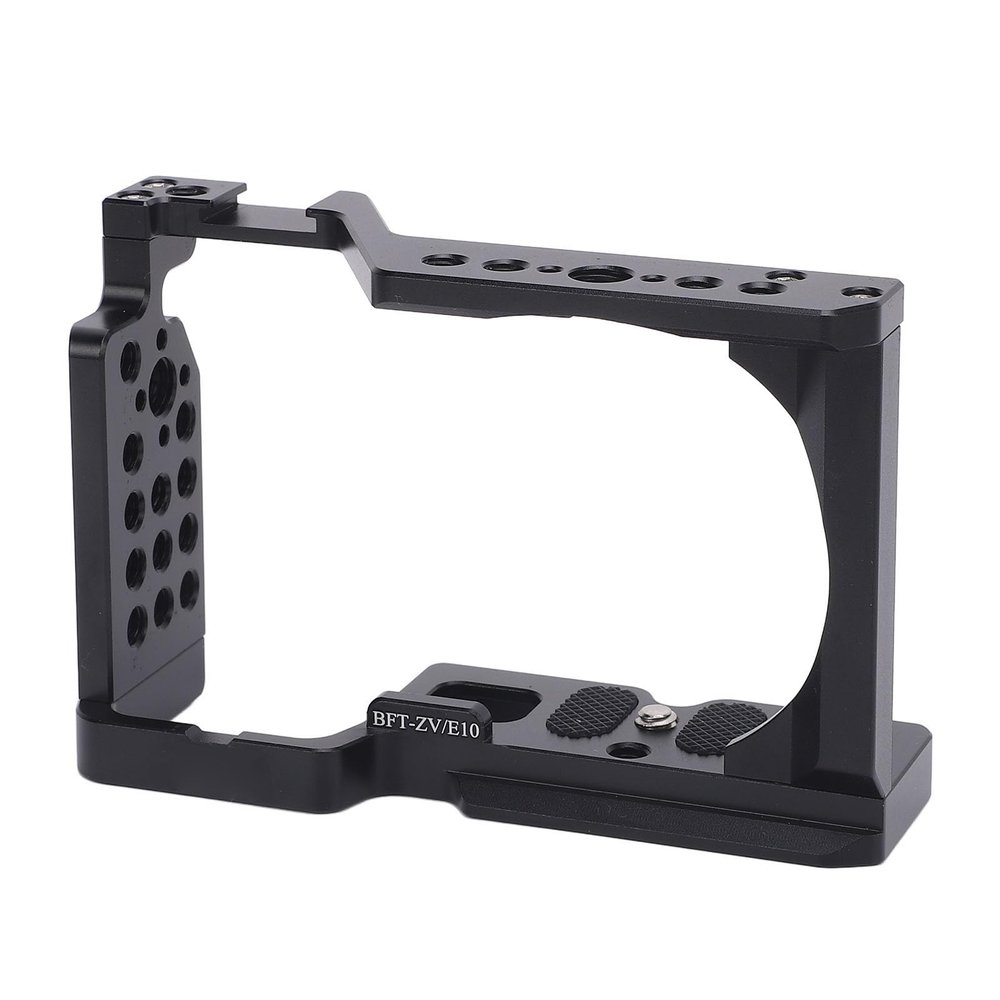 ZV E10 Camera Cage, Aluminum Video Cage Rig with Cold Shoe Mount 1/4 3/8 Inch Screw Hole, Camera Full Cage for ZV E10 Camera Case Rig