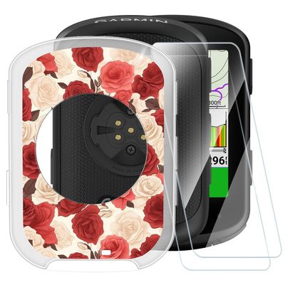 Printed TPU Case + 2-Pack Tempered Glass Screen Protector Compatible with Garmin Edge 540, Artistic Slim Shockproof Cover, Anti-Scratch, Full Protection