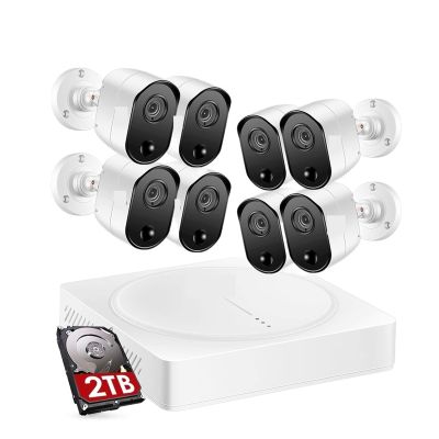 8KLANMMQ Security Camera 8 Channel CCTV System 8x5MP Outdoor Security Cameras Video Surveillance DVR Kit with PIR Sensor Home Secueity Camera No Monthly Fee
