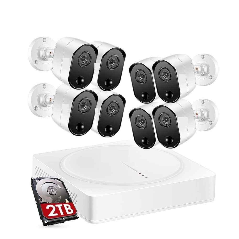 8KLANMMQ Security Camera 8 Channel CCTV System 8x5MP Outdoor Security Cameras Video Surveillance DVR Kit with PIR Sensor Home Secueity Camera No Monthly Fee