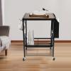 BENTFL 2 Tier Record Storage Rack, CD Racks with Wheels, Media Storage Rack - Contemporary Wood & Metal Design with Wide Feet view 3