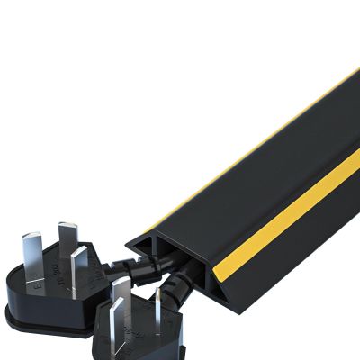 AMUFJJ Self Adhesive Floor Cable Protector Wire Cover, Heavy Duty Cord Concealer Box/Line Trunking for Workshop/Warehouse/Factory, Decorative Cables Tidy Tube(Black,5cm (2in) Wide)