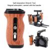 Fockety Camera Cage Handle Grip, Universal Camera Wooden Side Handle Ergonomic Camera Cage Side Handle with Cold Shoe Mount and 1/4 Inch Screw Hole view 2