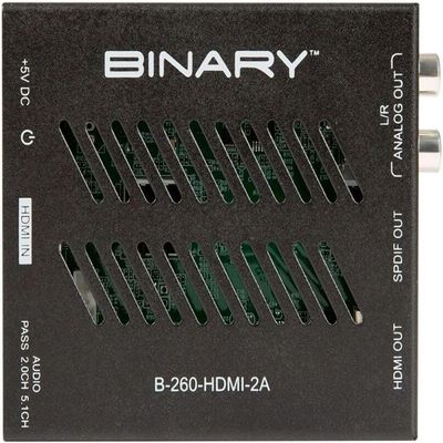 Binary B-260-HDMI-2A 260-Series 4K HDR Audio Extractor, Support HDMI Input and Output Resolutions up to 4K@60Hz 4:4:4 8-bit, Built-in CEC Controller to Control Display to be Powered On or Off