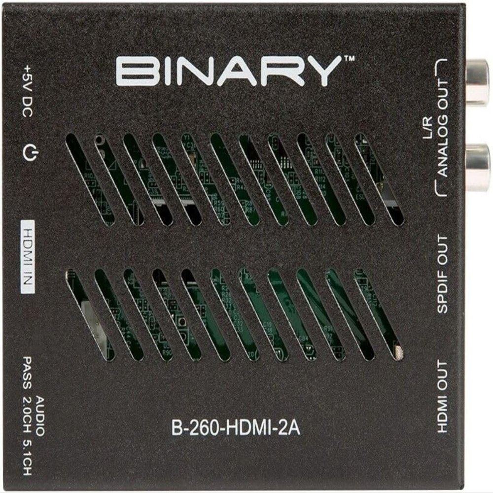 Binary B-260-HDMI-2A 260-Series 4K HDR Audio Extractor, Support HDMI Input and Output Resolutions up to 4K@60Hz 4:4:4 8-bit, Built-in CEC Controller to Control Display to be Powered On or Off