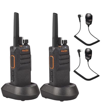 Motorola Mag One BPR50dX Two-Way Portable Radio UHF 4-Watt Digital Analog 64 Channel + Remote Speaker Mic (2-Pack)