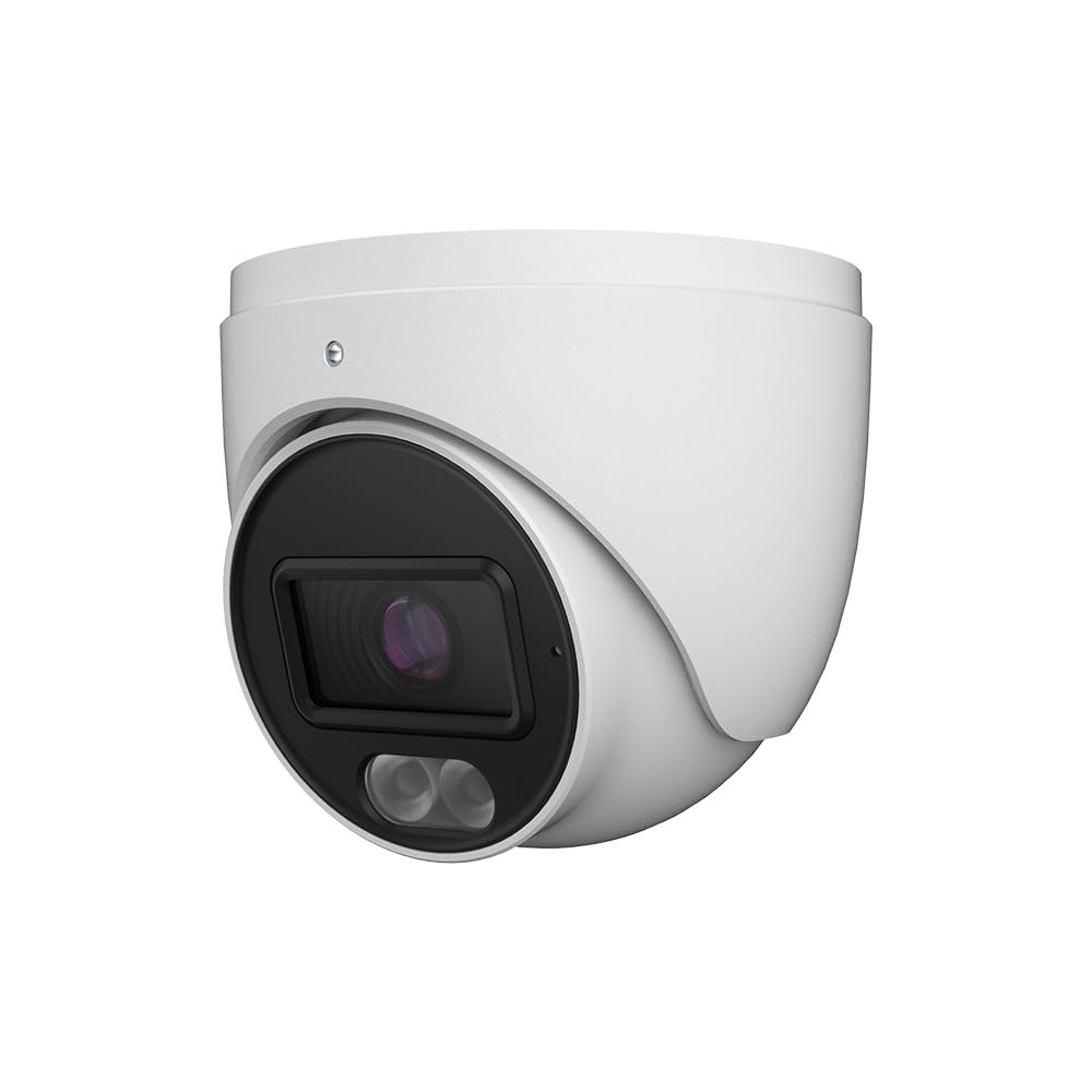 8MP 4K PoE Network Turret Camera IP-5IRD8S4C4-28, Titanium IP Surveillance System, 2.8mm Fixed Lens, Dual Light LED & IR, Full Color Option, 98ft Night Vision, Built in Mic, Micro SD Slot, White
