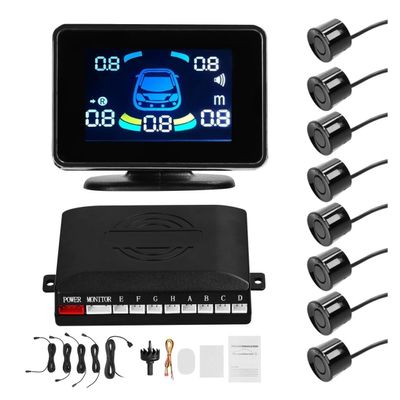 Car Parking Sensor Reversing Radars System Front & Rear Support Sound Warning/Buzzer with 8 Parking Sensors Distance Detection(Black)