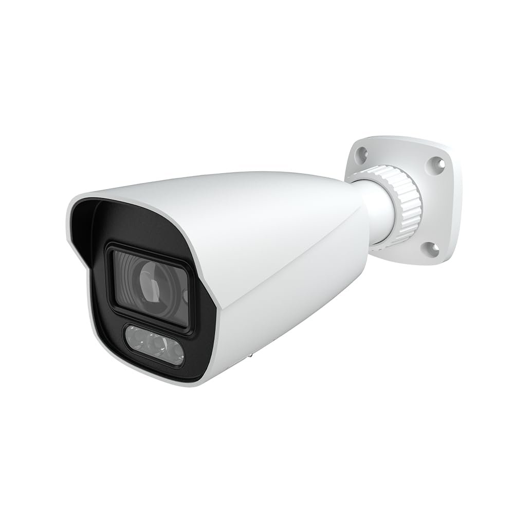 6MP PoE Network Bullet Camera IP-5IR6S4C2-MZ, Titanium IP Surveillance System, 2.8-12mm Motorized Lens, Dual Light LED & IR, Full Color Option, 164ft Night Vision, Built in Mic, Micro SD Slot, White
