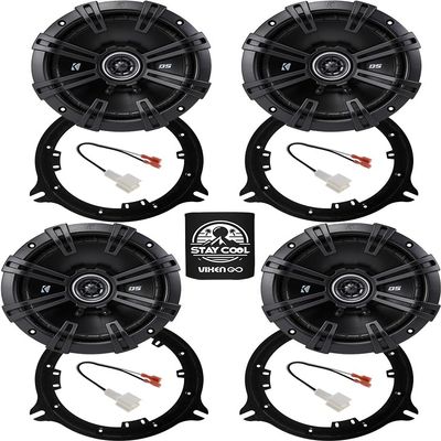 KICKER Speakers 6.5 inch for Nissan Rogue 2014-2020 Upgrade Kit - 4 Pack of DS Series with Adapters and Harness, Coaxial 6 1/2 Car Audio Front and Rear Door Speaker DSC6504, 43DSC6504