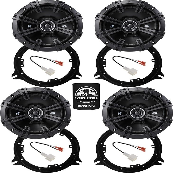 KICKER Speakers 6.5 inch for Nissan Rogue 2014-2020 Upgrade Kit - 4 Pack of DS Series with Adapters and Harness, Coaxial 6 1/2 Car Audio Front and Rear Door Speaker DSC6504, 43DSC6504