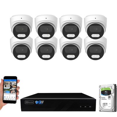 GW Security 8 Channel 12MP NVR 4K Security Camera System with 8 x 8MP PoE Spotlight Color Night Vision Outdoor/Indoor Microphone Dome Cameras, Smart AI Human/Vehicle Detection