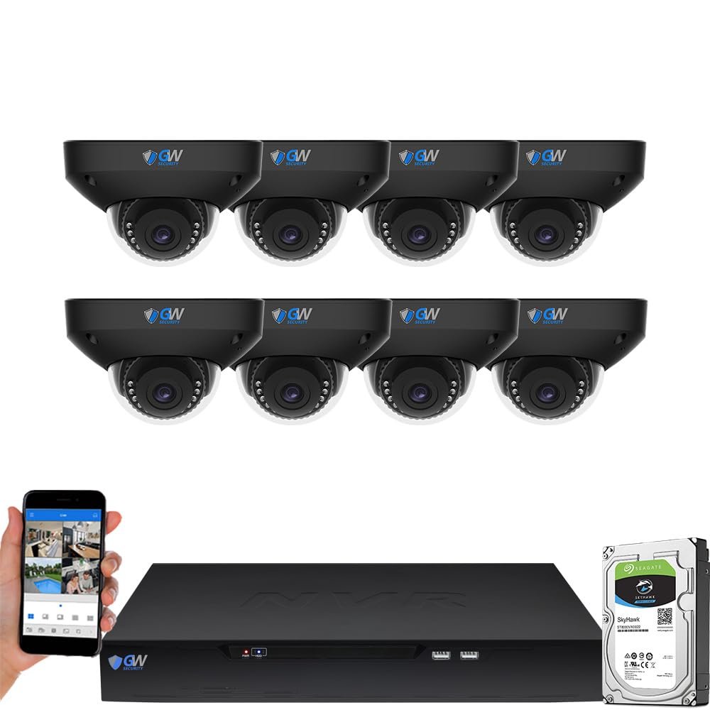 GW Security 8 Channel NVR UltraHD 4K Face Recognition NDAA & TAA Compliant Security Camera System with 8 x 8MP Waterproof 130 Wide Angle PoE Dome Cameras, 10 Smart AI Functions