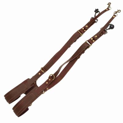 Brrnoo Adjustable Dual Leather Rivet Shoulder Camera Harness Strap for Digital SLR DSLM Mirrorless Secure Safety Hook Soft Padded Hands-Free Support