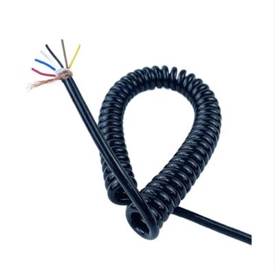 ACFFVBW Coiled Extension Cord, 6 Cores Tensile Shielded Spiral Wire 0.5mm Square Oil Spring Wire Pure Copper Core High Power Telescopic Wire Spiral Extension(Stretch 2 Meter)