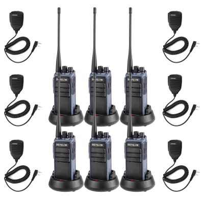 Retevis MateTalk C4 Two Way Radio Long Range,Hands Free Walkie Talkie with Shoulder Mic,Smart Voice Control,19-Hours,Noise Reduction,Type-C,Repeater Capable,GMRS 2 Way Radio for Work Jobsite (6 Pack)