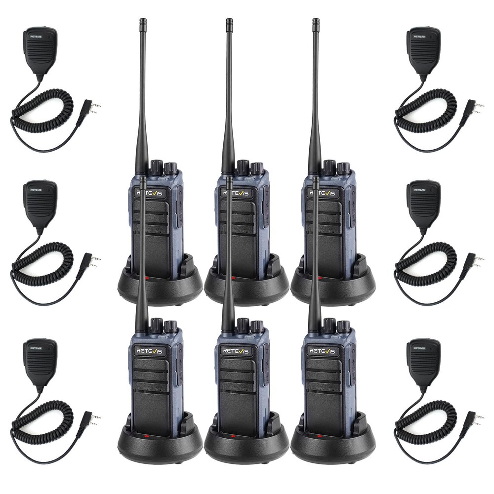 Retevis MateTalk C4 Two Way Radio Long Range,Hands Free Walkie Talkie with Shoulder Mic,Smart Voice Control,19-Hours,Noise Reduction,Type-C,Repeater Capable,GMRS 2 Way Radio for Work Jobsite (6 Pack)
