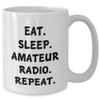 Yume Lumi Amateur Radio Gifts from Friends for Valentine's - Eat. Sleep. Amateur Radio. Repeat. - White Coffee Mug view 2