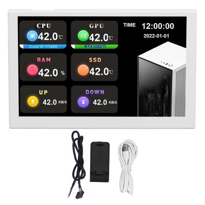 MUNEFE IPS USB Screen, 5 Inch Data Monitor, Type C Sub Screen PC Data Monitor for Laptop or Desktop Setup As Secondary Display (White)