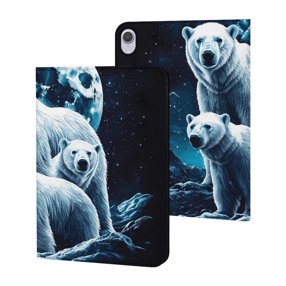 3D Polar Bear Moonlight Protective Case Compatible with ipad Mini6 (8.3in) Without Pencil Holder Anti-Scratch Tablet Shell