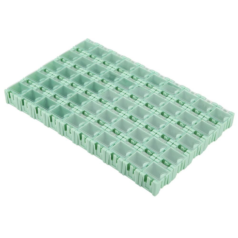50Pcs Green SMT SMD Container Box Electronic Components Mini Storage Case Electronic Component Container Mini Storage Boxes kit