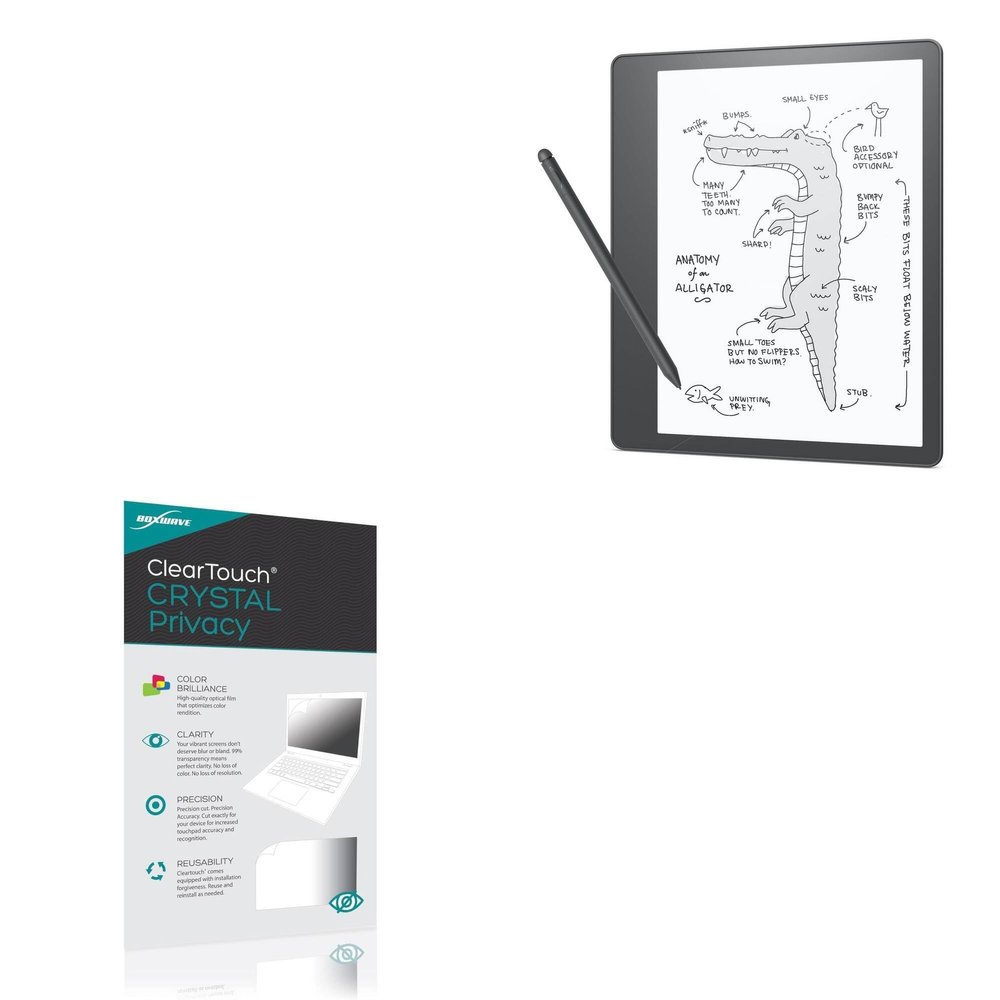 BoxWave Screen Protector Compatible with Amazon Kindle Scribe - ClearTouch Crystal Privacy (2-Pack), Privacy Screen Protector Flexible Film Clear