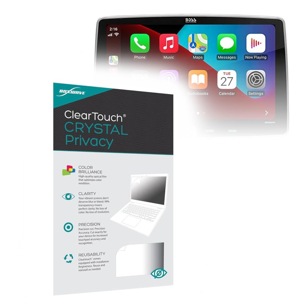 BoxWave Screen Protector Compatible with BOSS Audio BE9ACP-C (9 in) - ClearTouch Crystal Privacy (2-Pack), Privacy Screen Protector Flexible Film Clear