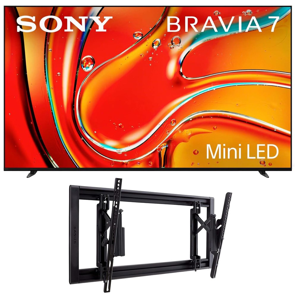 Sony K65XR70 65 Inch 4K Bravia LCD Mini LED Full Array HDR Google TV with a Sanus VLT7-B2 42-90 Inch Large Advanced Tilt 4D TV Wall Mount (2024)