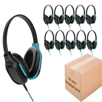 Gumdrop DropTech On-Ear Wired Headphones No Mic | 3.5 mm (10 Pack) - Long Tangle Free Chew-Proof Cord - Rugged Reliable Drop Tested and Comfortable for Kids K-12 Students Classroom and School Use