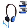 HamiltonBuhl HA2-BLU Personal On-Ear Stereo Headphones 50-Pack  Blue, Replaceable Foam Cushions, Adjustable Headband, 5 ft Chew-Resistant Dura-Cord, 3.5mm Stereo Plug view 1
