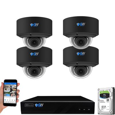 GW Security 8 Channel UltraHD 4K (3840x2160) Audio & Video Motorized Zoom Smart AI NVR Security System - 8 x 8MP Motorized 2.7-13.5mm 5X Optical Zoom Waterproof Microphone PoE Dome Cameras (Black)