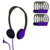 HamiltonBuhl HA2-PPL Personal On-Ear Stereo Headphones 10-Pack  Purple, Replaceable Foam Cushions, Adjustable Headband, 5 ft Chew-Resistant Dura-Cord, 3.5mm Stereo Plug view 1