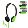 HamiltonBuhl HA2-GRN Personal On-Ear Stereo Headphones 50-Pack  Green, Replaceable Foam Cushions, Adjustable Headband, 5 ft Chew-Resistant Dura-Cord, 3.5mm Stereo Plug view 1