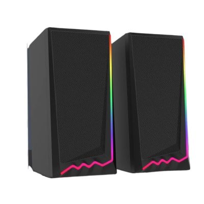 NSUQOA JSEIAJB 3.5mm 3D Stereo Surround Music RGB Light Gaming Wired Speakers Sound Bar for Computer Desktop PC Loudspeakers