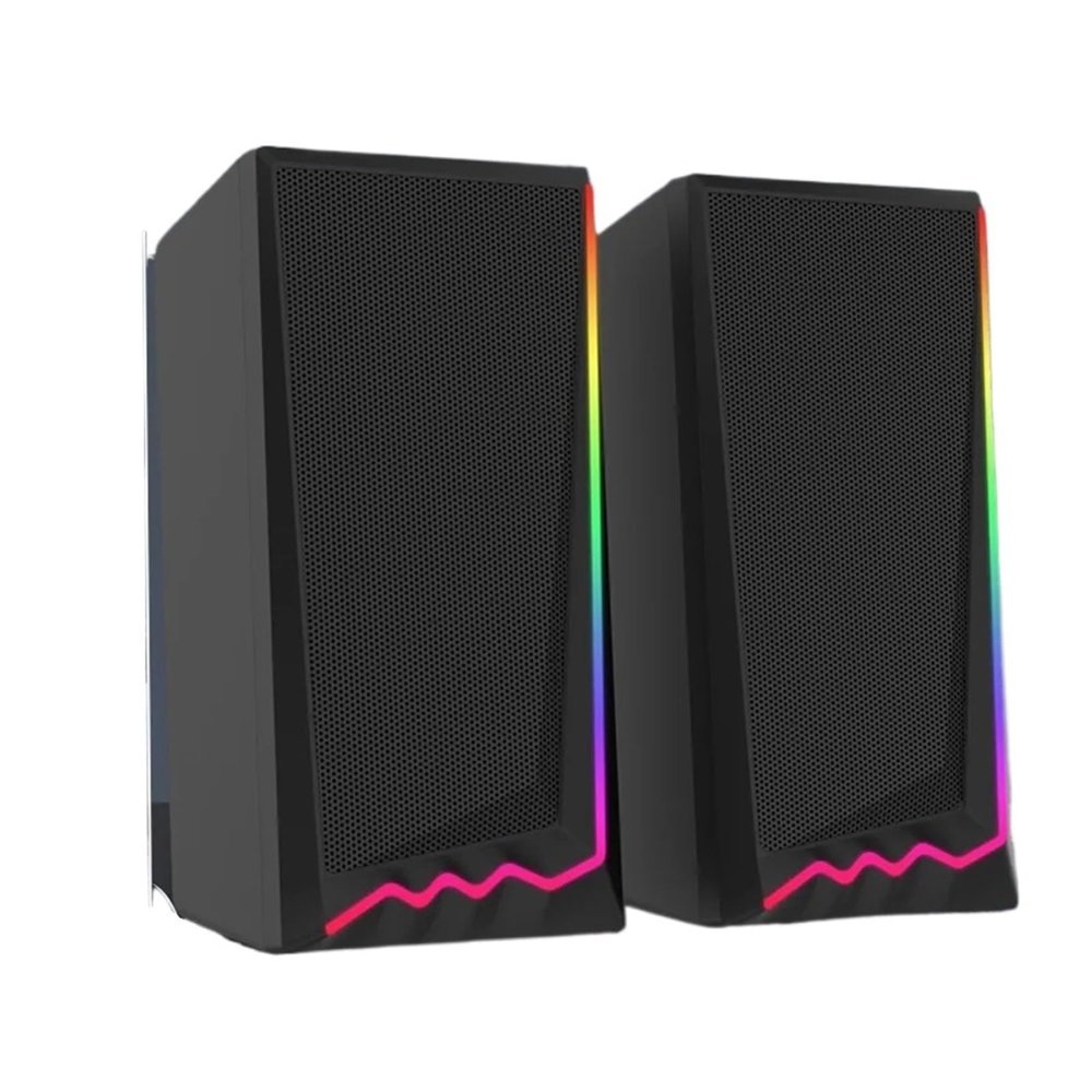 NSUQOA JSEIAJB 3.5mm 3D Stereo Surround Music RGB Light Gaming Wired Speakers Sound Bar for Computer Desktop PC Loudspeakers