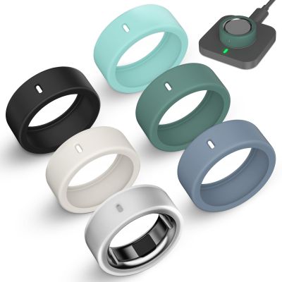 6 Pack Ultra-Thin Cover Compatible with Oura Ring Gen 4/4 Ceramic/Gen 3 Horizon/Heritage/Ultrahuman, Surport Charging with Cover on, Anti-Scratch Elastic Silicone Rings Protector Accessories Men Women