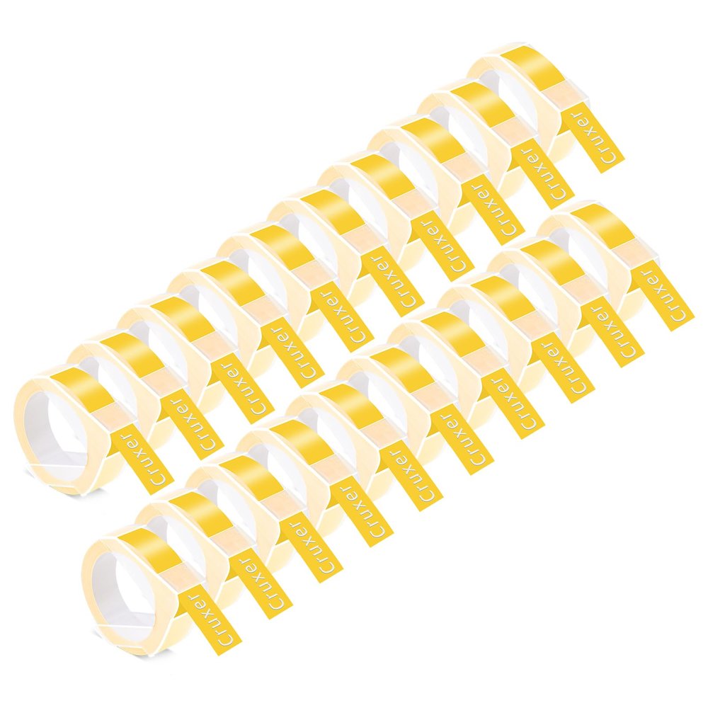 20 Pack Cruxer Replacement for Dymo A521208 3D Embossing Tape 12mm x 3m White on Yellow Self-Adhesive Embossed Label Replacement for Office Mate II 1540 154000 Organizer Xpress Pro 1575 Label Maker