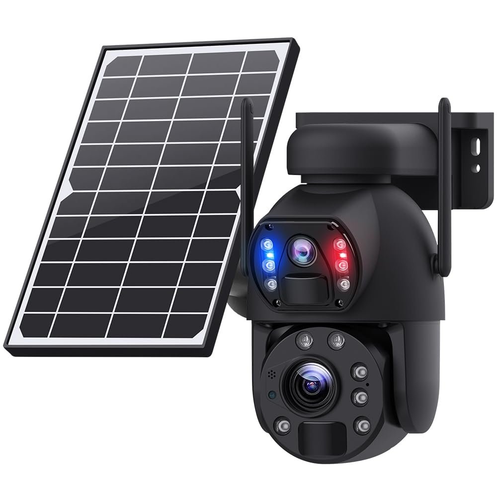 Welaso Solar Powered Security Camera Outdoor,4G/WiFi Dual Lens,20x/36x Zoom,6MP Resolution,PIR Human Detection,Color+IR Night Vision,Two-Way Audio,IP66 Waterproof (20X Optical Zoom, 4G versioin)