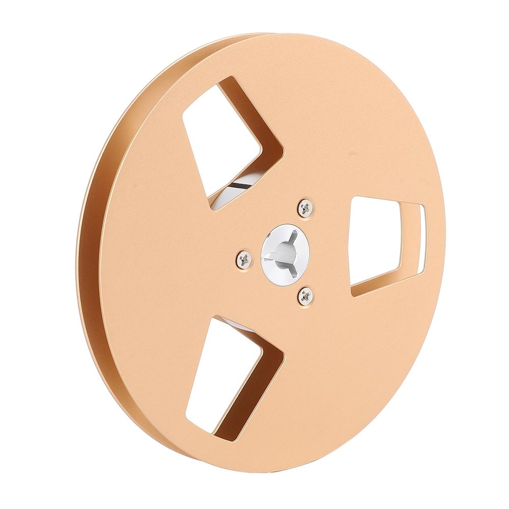5inch 3 Holes 1/4 Opening Empty Reel, Empty Tape Reel, Aluminum Alloy Open Reel Sound Tape Empty Reel, Empty Reel for NAGRA, for Studer, Reel to Reel Recorder (Gold)