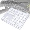 Dpofirs Number Pad, 35 Keys Bluetooths Numeric Keypad Rechargeable with Dual Mode for Wins for Android, Portable Financial Accounting Keypad for Laptop PC Tablet (Silver White) view 2
